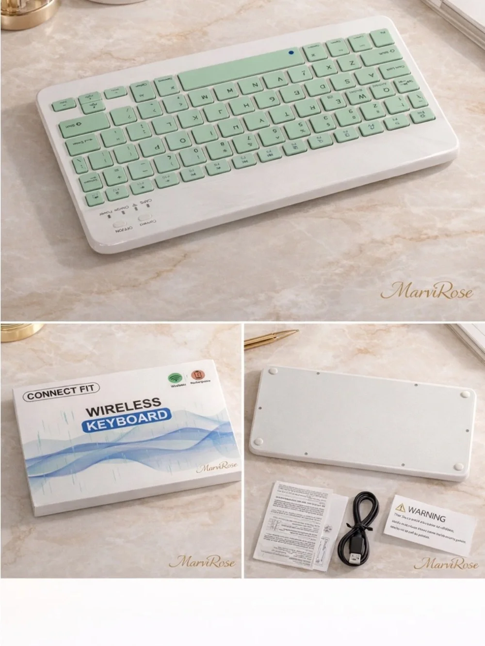 Wireless Mint Green Keyboard - Compact Bluetooth